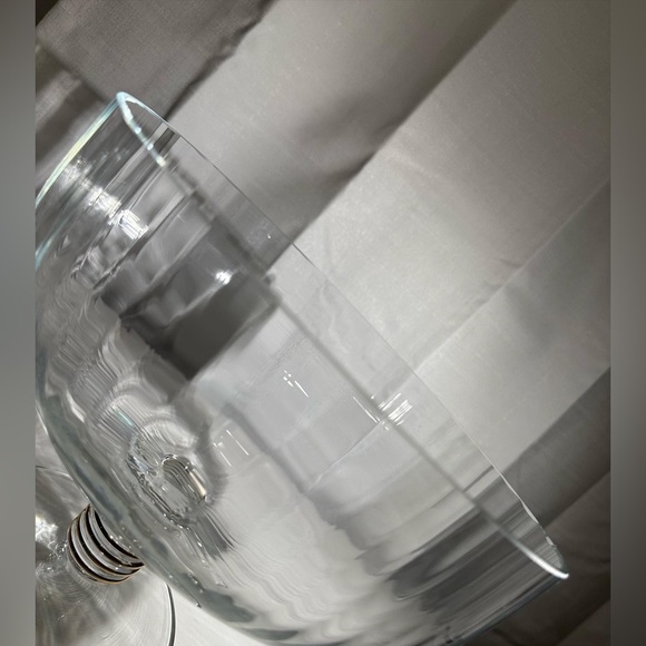 Vintage BLOCK Crystal Pedestal bowl with Applied Gold Rings - Picture 5 of 8
